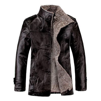 Giacca in pelle da uomo di grandi dimensioni, giacca in pelliccia con risvolto autunnale e invernale, giacca in pelle da papà