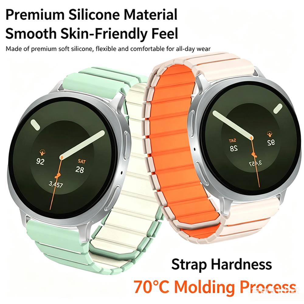 Two Color Magnetic Silicone Band Compatible with Samsung Galaxy Watch9 Watch8 40/44mm Watch 8 Classic 46mm Sport Wrist Bracelet