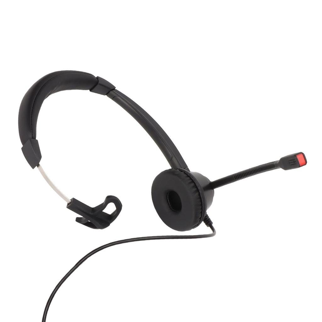 Telephone Headset Noise Cancelling Comfortable Single Ear Communication Headset for PC Computers Black
