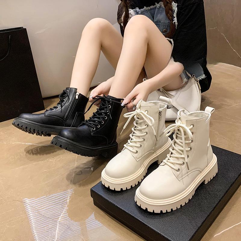Autumn and Winter Thick-soled Retro Women's Boots Korean Version of Handsome Motorcycle Short Boots Women