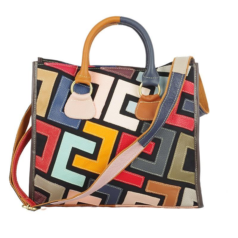 Genuine Leather Women's Bag A Single-shoulder Hand-held Tote Bag for Ladies