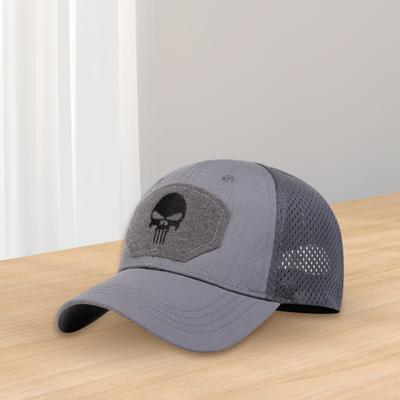 Baseball Hat Breathable Mesh Splicing Extended Brim Skull Print Sport Hat Adjustable Summer Travel Hat