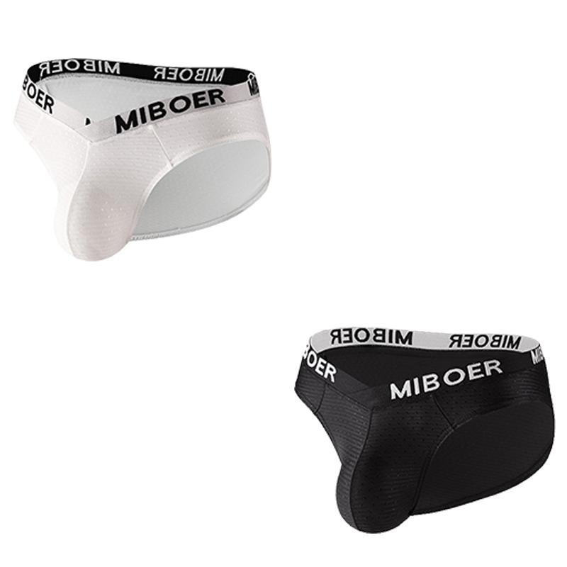 2Pcs/Lot Men's Sexy Low Rise Briefs Solid Color Breathable Big V Waist Briefs U-Pouch Slim Fit Briefs