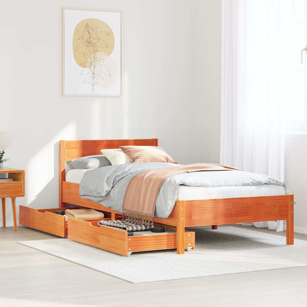 Solid Wood Bed without Mattress Wax Brown 90x200 cm Pine Wood