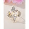 European and American Style Multi-layered, Three-dimensional Butterfly Cubic Zirconia Ring Adjustable Open Gold Ring Jewelry