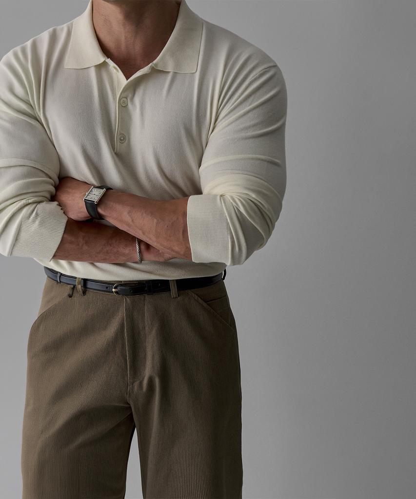 BOWLOW PRODUCT Essential Pique Collar Muscle Long Sleeve Knit [Ivory]