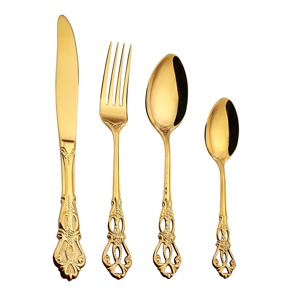 V Royal Court 24-Piece European Stainless Steel Cutlery Set: Knife, Fork & Spoon In Gift Box for Hotel Dining