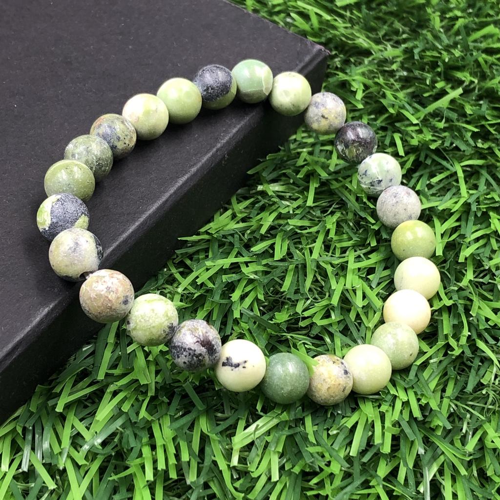 Natural Chrysoprase Gemstone Beads Bracelet 7.5" 8mm Round Beads Jewelry Anniversary Gift For Him/Her RBB-10