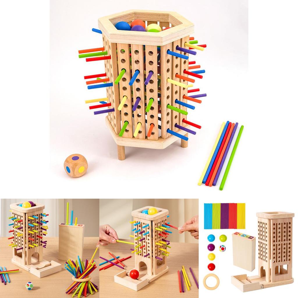 Wooden Stick Trishape Educational Game For Kids With Color Recognition And Parentchild Interaction