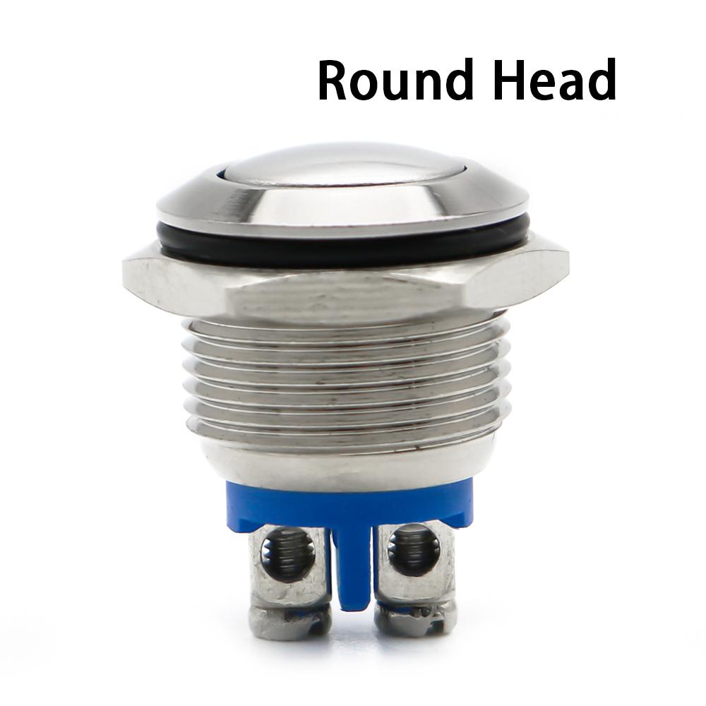 16/19mm 1NO 1NC Flat Head Waterproof Momentary Reset Metal Push Button Switch Screw Terminal Car Engine Doorbell PC Power Switch