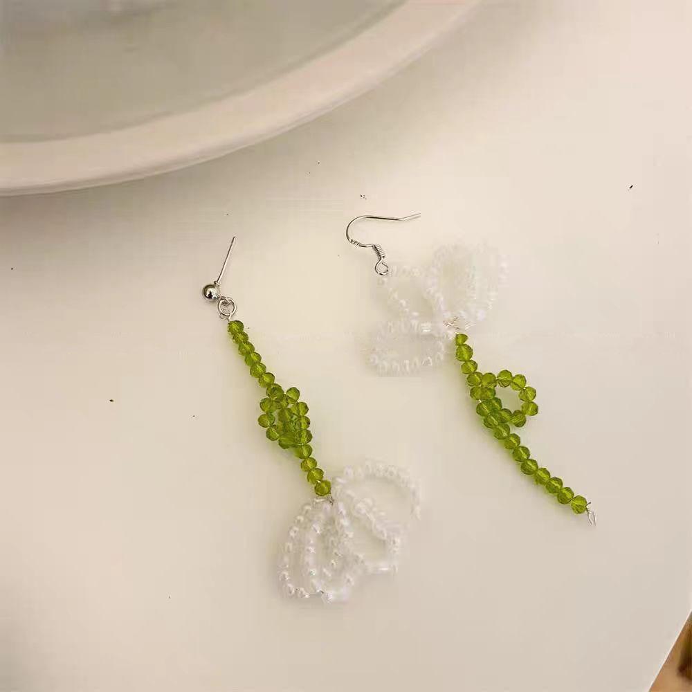 Pastoral Style Tulip Beaded Flower Earrings Forest Style Asymmetrical Spring And Summer Earrings Small Fresh Sweet And Gentle Earrings
