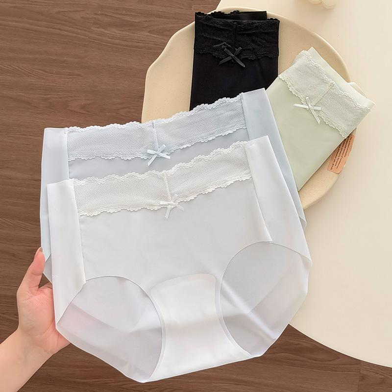 Ladies Summer Lace Waist Head Splicing Light Transparent No Trace Naked Sense 10A Antibacterial Crotch Waist Triangle Briefs