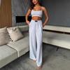 Trendy Russian Women's Fashion Sling Vest & Wide-Leg Pants Two-Piece Set