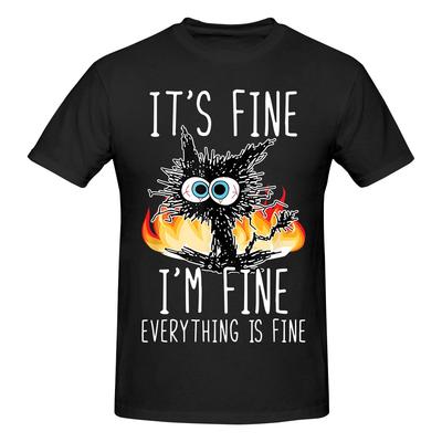 Funny Cat Fire It's Fine I'm Fine Everything Is Fine T-shirt