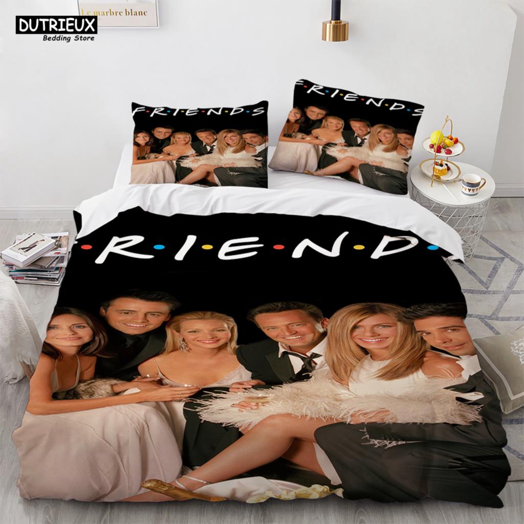 Neue Freunde Sets Bettbezug mit Kissenbezug Twin Full Queen King Doppel Einzelgröße Bettbezug Frauen Erwachsene Teenager Bettwäscheset
