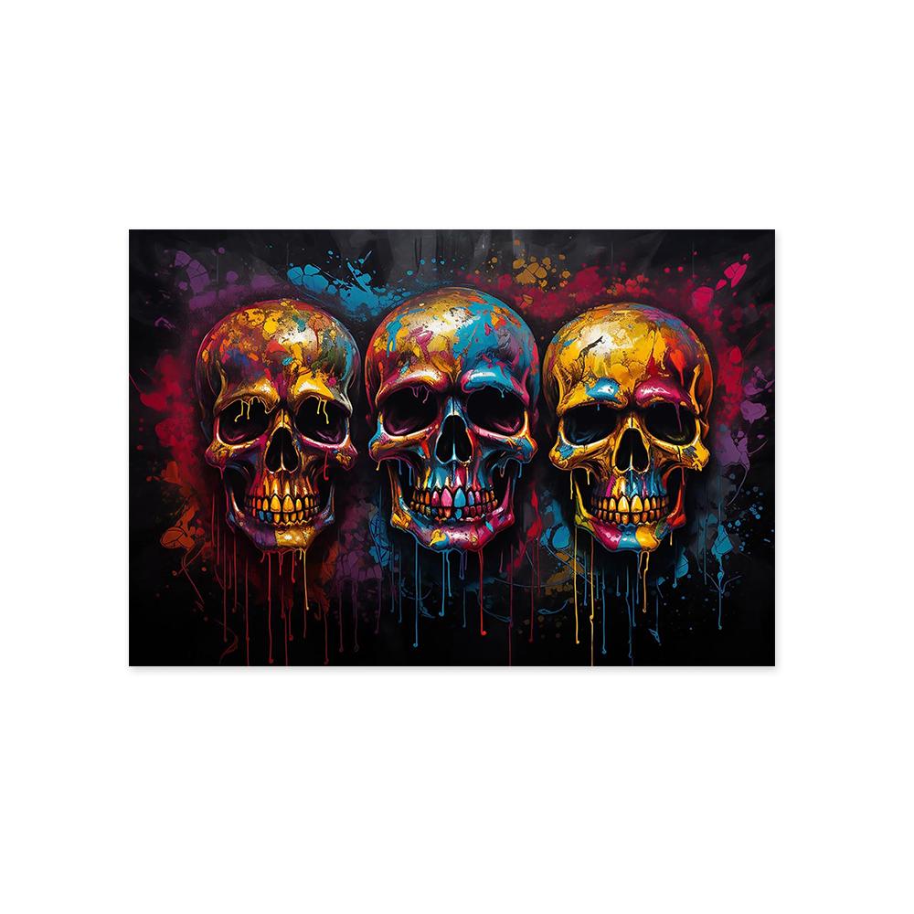 

Граффити Цветной Печать на Холсте Черепа, Ретро Печать Плаката Черепа, Настенная Художественная Печать, Для Гостиной, Офиса, Домашнего Украшения 60x90cm No Framed