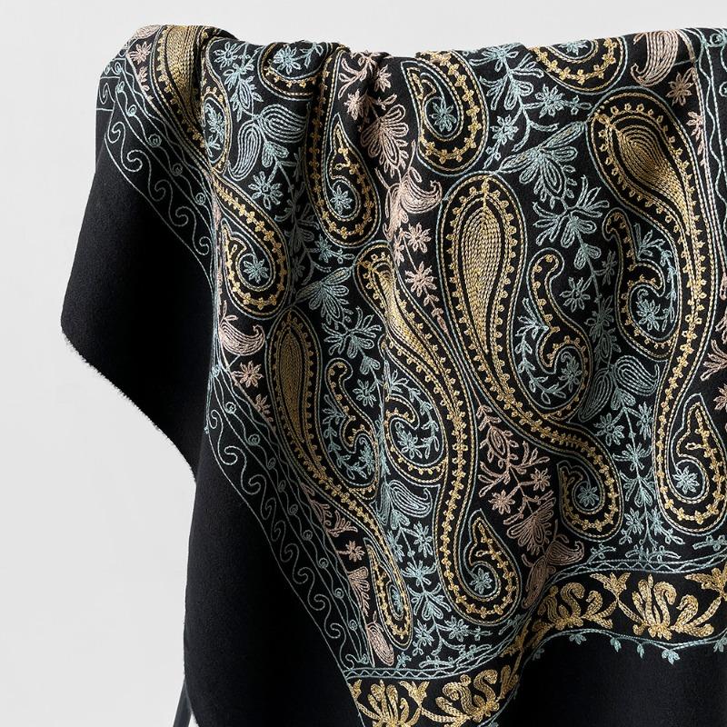 Embroidered cashew print scarf shawl long dual-purpose spring and autumn cape embroidered flower multi-functional scarf women
