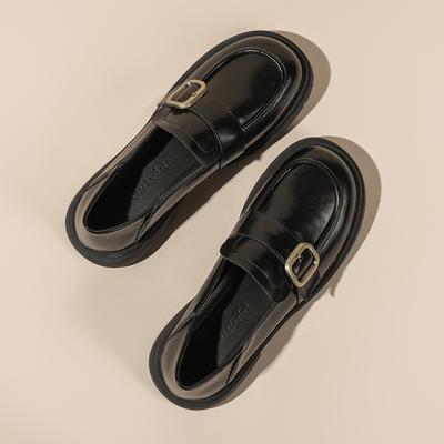 Printemps 2024 nouvelles mocassins à plateforme chaussures pour étudiantes noires polyvalentes en cuir petites chaussures en cuir à semelle souple chaussures de travail