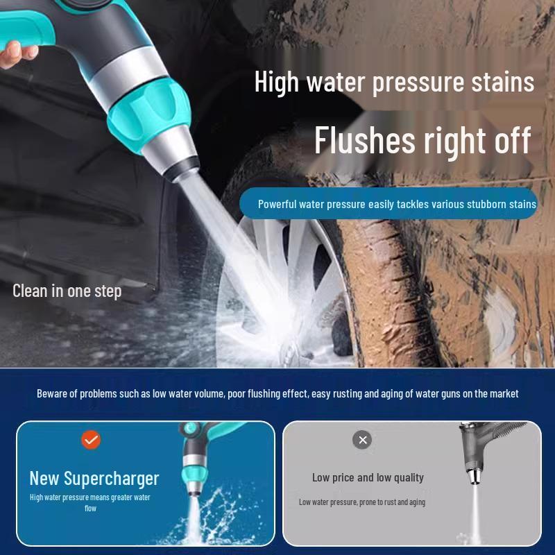 High-Pressure Water Gun for Car Wash, Flower Watering, and Floor Cleaning with Retractable Hose and Powerful Sprinkler.