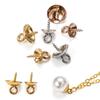 30 Stück Goldfarbene Edelstahl-Schraubösen-Pins Ösen Oberseitig gebohrte Perlen Endkappen Anhänger Charms Verbinder für DIY Schmuckherstellung