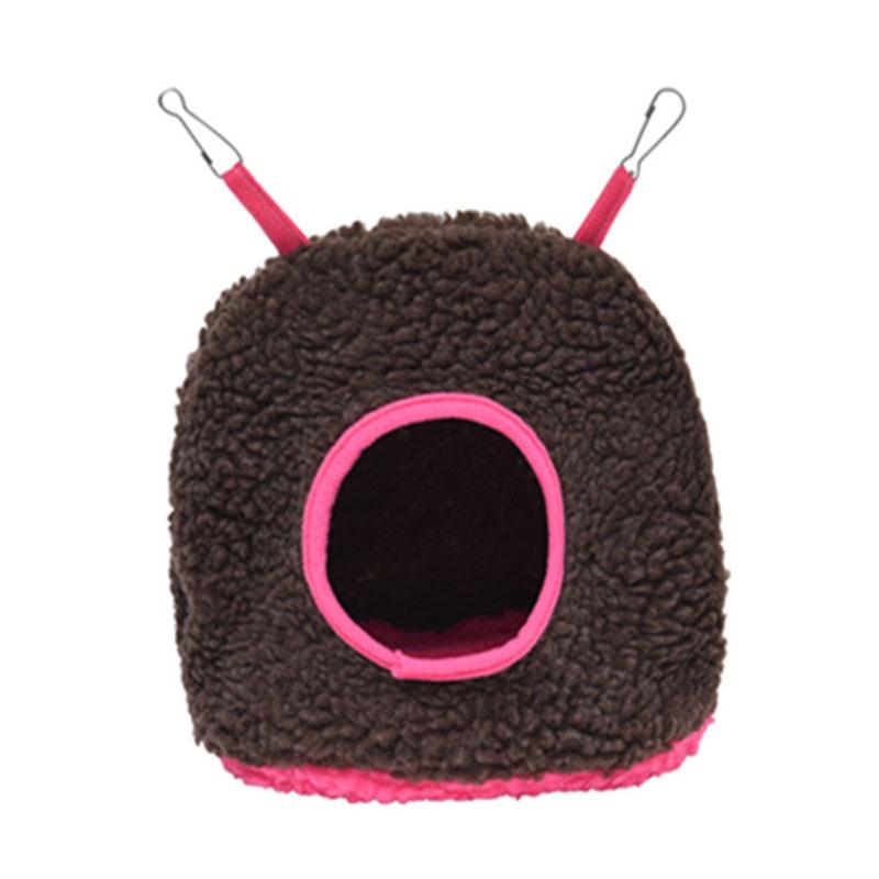 

Зимнее теплое гнездо-домик для птиц попугаев из поларфлиса, гамак для волнистого попугайчика, подвесная кровать-пещера для мелких питомцев, аксессуары для птичьей клетки S коричневый