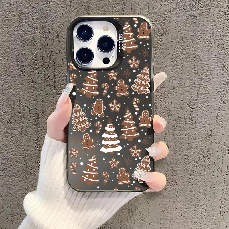Christmas Gingerbread Tree Candy Pattern Design Protective Cover for iPhone 17 16 15 14 13 12 11 16E Series Pro Max Plus