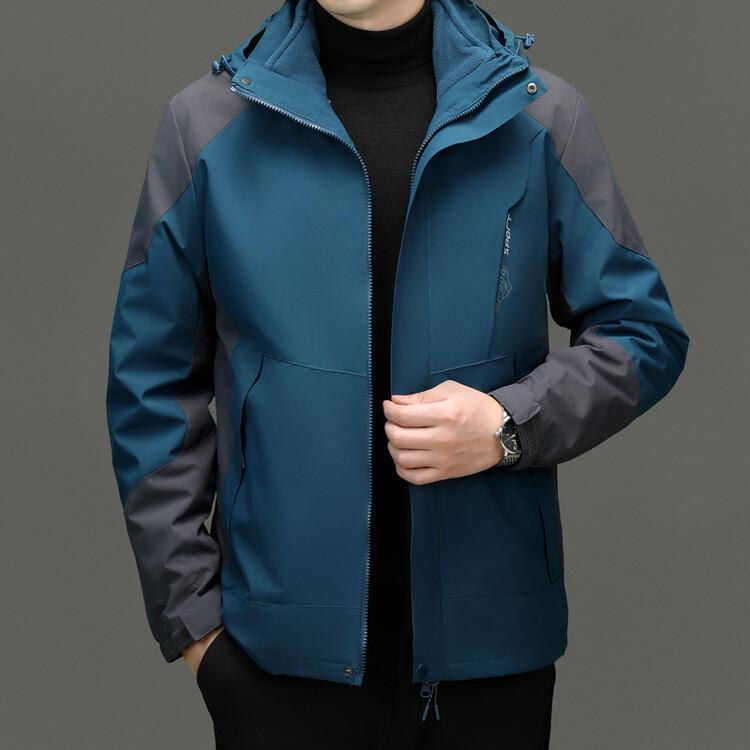 

Autumn Men s Fashion Solid Color Casual Long-sleeve Jacket - Middle-aged & Young Business Coat 3XL синій