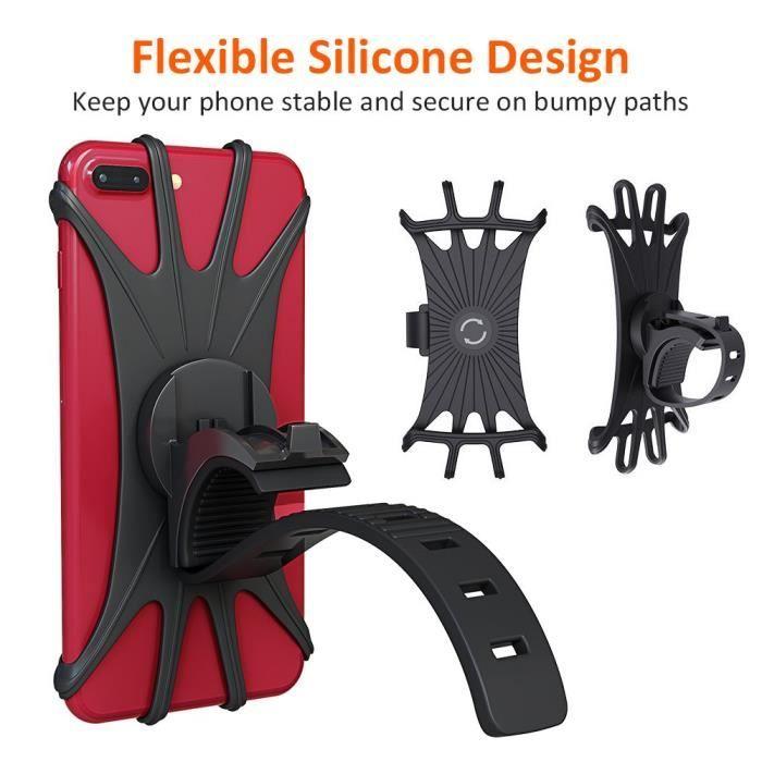 Bike Phone Holder - Universal Silicone 360° Rotation - 4.0-6.5 Inch Smartphones Black