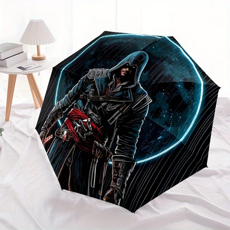 1pc Assassin's Creed Self-Folding Umbrella, 8-Bone Compact Travel Umbrella, Durable Plastic And Iron Frame090