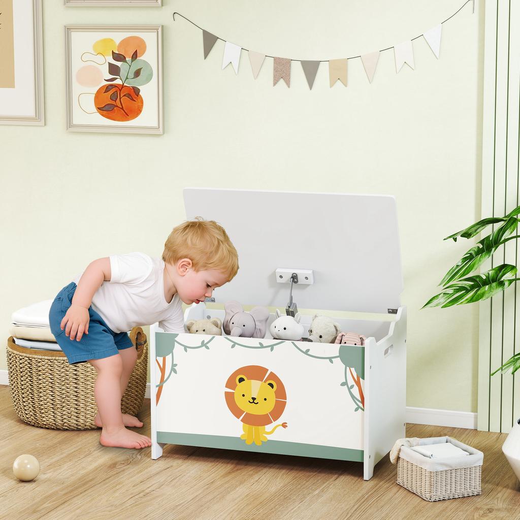 Coffre à jouets avec couvercle, Charnières de sécurité et poignées rainurées, Organisateur de rangement pour jouets pour enfants, Salon, Salle de jeux, Vert