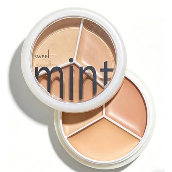 Sweet Mint 3-color Concealer 15g Complete Coverage Pore Correction Dark Circle Moisturizing Skin Radiance Enhancement Contour Multifunctional Compact