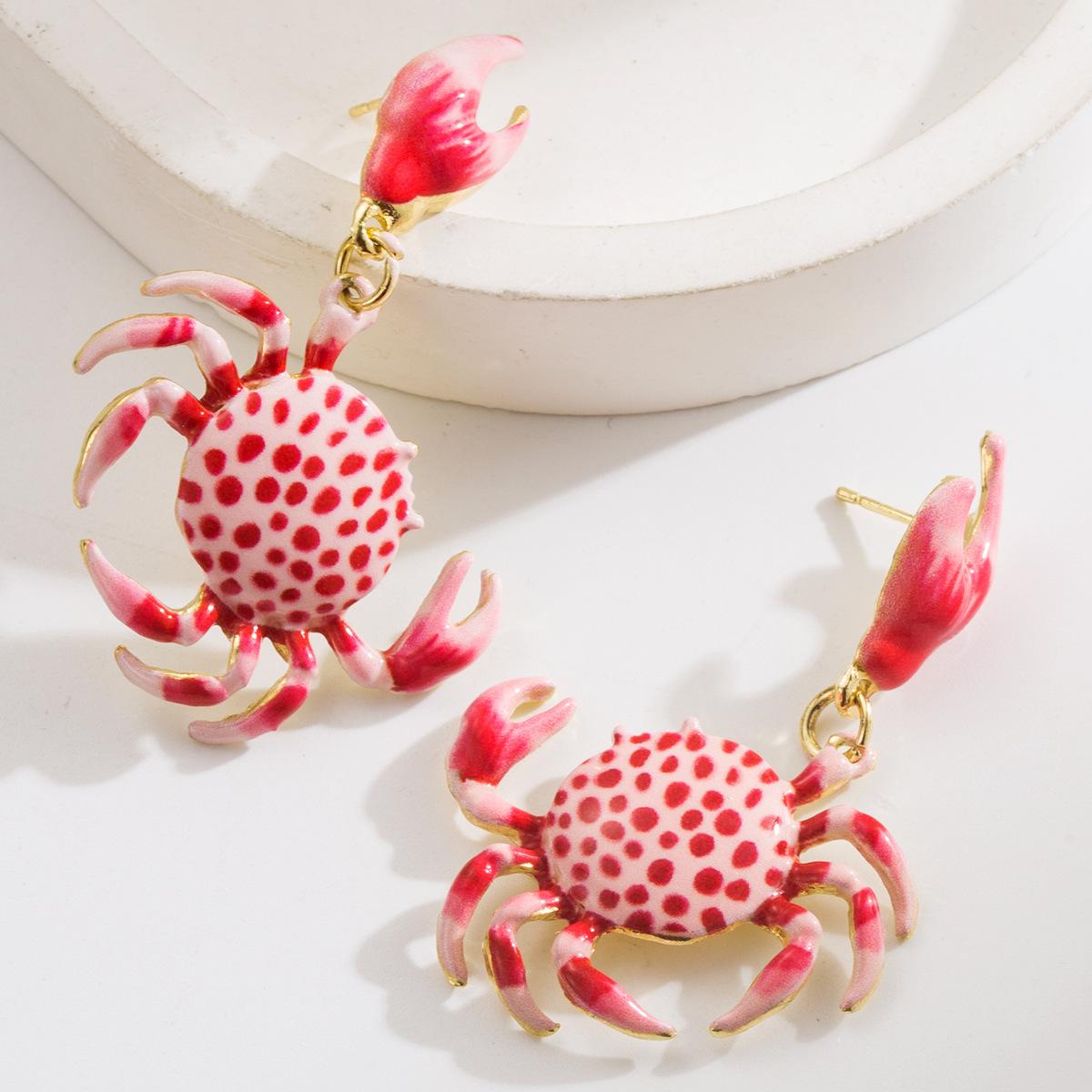 Серьги из океанической серии для женщин, модные серьги с бриллиантами в виде лобстера, стрекозы, краба, универсальные серьги-пусеты с серебряной иглой S925 Crab