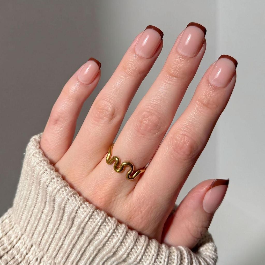 Hochwertige tragbare künstliche Nägel im Mandel-Nude-French-Stil – mittellange und lange Nagelspitzen
