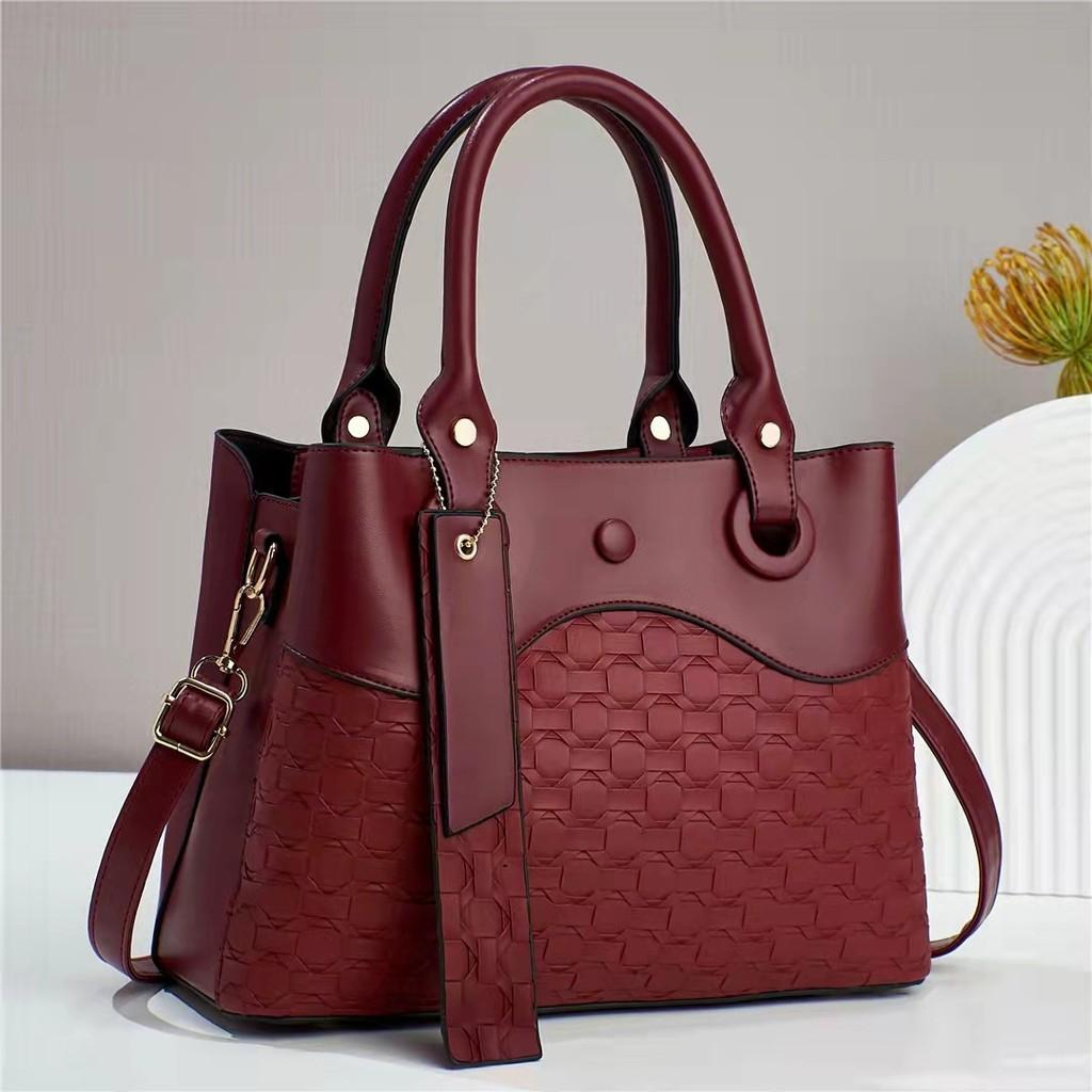 Pu Leather Handbag For Women With Large Capacity And Diamond Pattern For Daily Use
