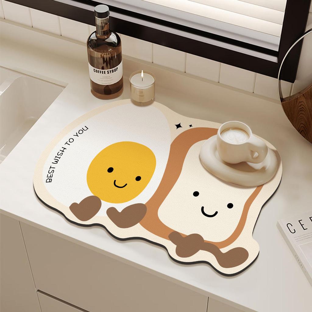 Cartoon Quick-Dry Diatom Draining Mat - Water Absorbent, Wear-Resistant, Anti-Slip Kitchen Counter Mat