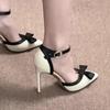 Xiaoxiangfeng Bow High Heels Women's 2025 Summer New French Temperament Buckle Strap Baotou Sandals
