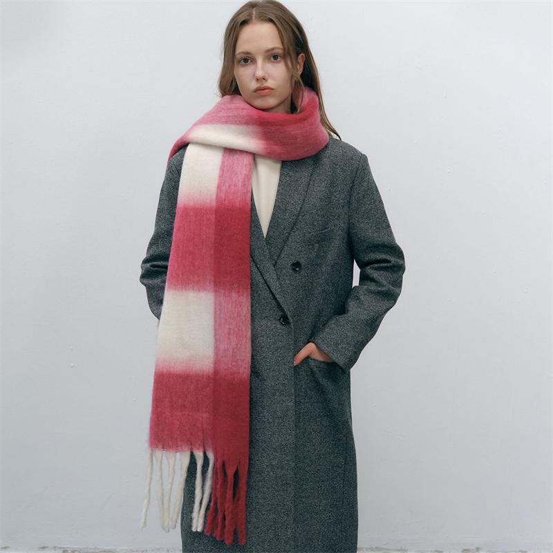 Cashmere Feeling Plaid Scarf Women Winter Thicken Warm Big Shawl Pashmina Tassel Scarves Soft Blanket Bandana Thick Muffler
