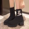 Fashion 2024 New Platform Boots Chunky Black Sneakers Women Trend Platform Designer Boots Fashion Platform Ankle Boots Shoes for Women