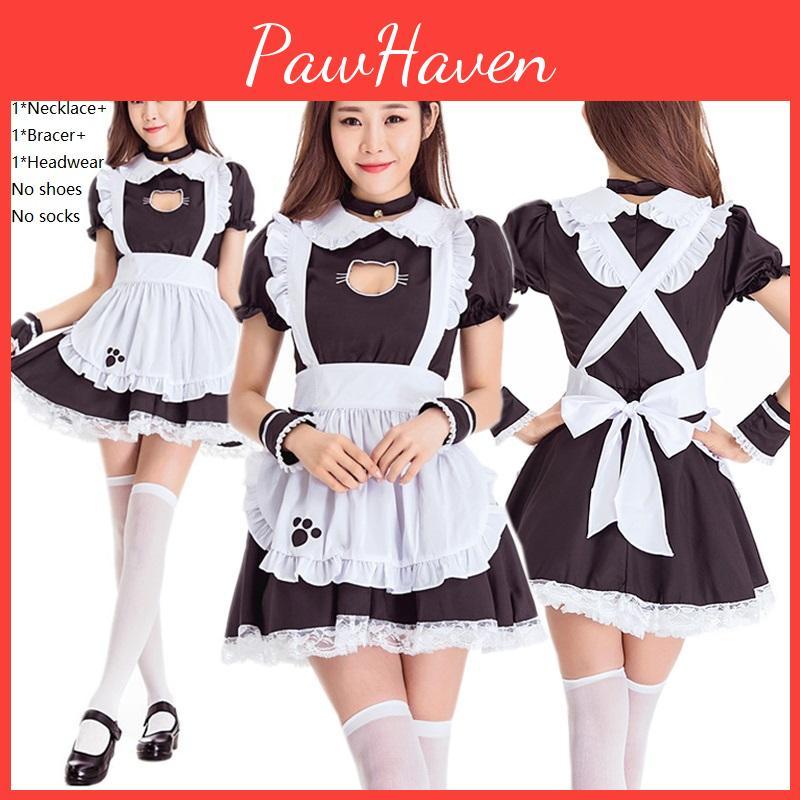 Enchanting Women's Costume Cosplay Lolita Cat Maid Dress With Lace Detail For Parties