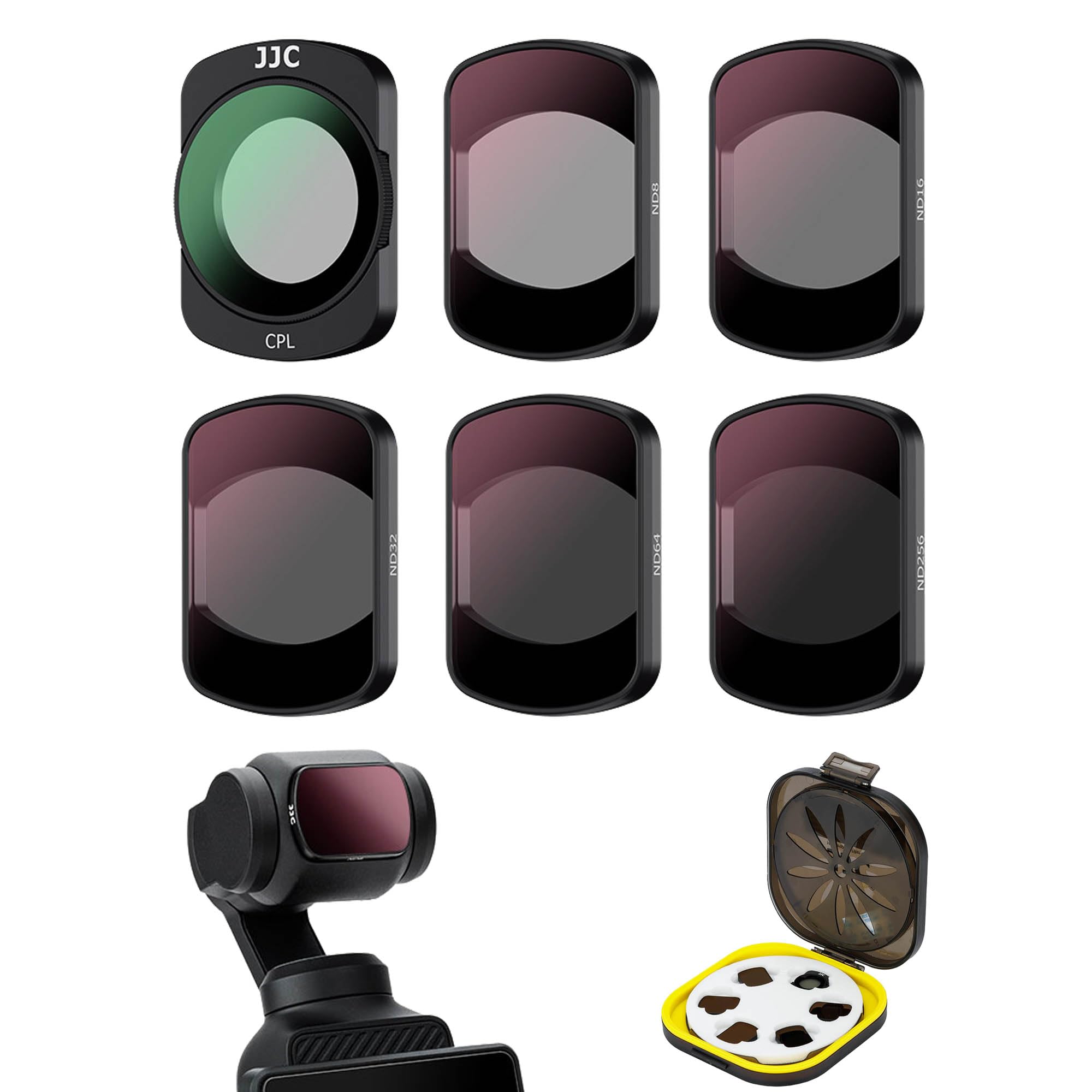 

JJC Magnetic ND CPL Filter Set for DJI OSMO Pocket 3 with and CPL Polarizing Features include light color contrast HD optical aluminum lens high and
