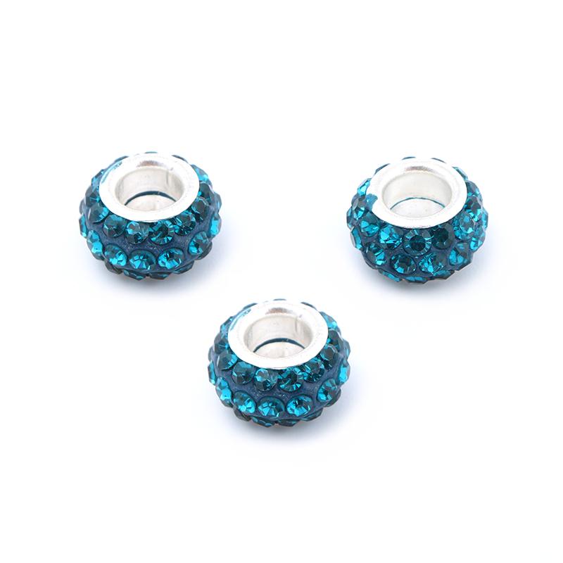 20Pcs/Lot 11.5×7mm Soft Clay Large Hole Beads With Diamond Inlaid Colored Beads For Jewelry Production Diy Charm Bracelet Neck