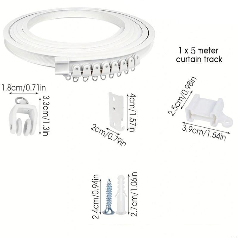 Quiet Glides Curtain Rails 5 Meter with Accessories Set for Seamlessly Hanging X3UC