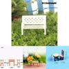 Miniature Garden Bench Set Durable Resin White Chair And Brown Table Micro Landscape Decor