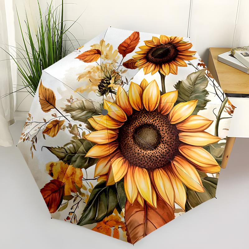 Rose Bright Flowers Automatic Umbrella, Compact Design with 8 Ribs,  Outdoor Leisure and Daily Use-ideal Gift