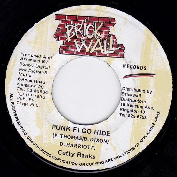 

7inch Record CUTTY RANKS Punk Fi Go Hide NONE Brickwall Recor 1996 Jamaica Reggae Ska Dub Used