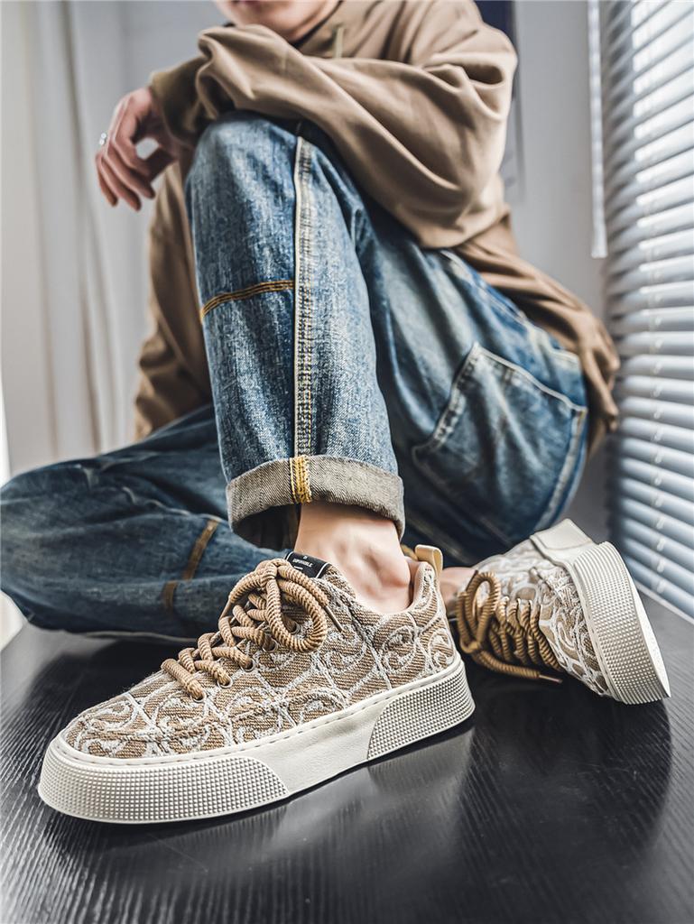 Autumn Men's Graffiti Prints Canvas SneakersOutdoor Lace Up Men Casual Shoes  Spring Autumn Breathable Fashion Vulcanize Shoes