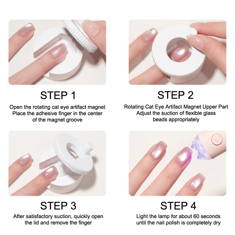 Disc Rotating Cat Eye Nail Magnet Wide Light Glass Bead Effect Strong Automatic Nail Art Magnetic For Gel Nail Polish