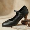 Dames hoge hakken lente en zomer nieuwe dunne hak retro gesp lichte mond enkele schoenen grote maat lage schoenen