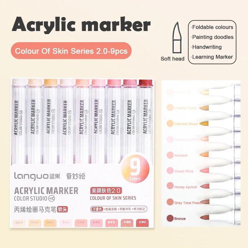 Acrylic Paint Marker Set Languo 144 Colors Art Markers Painting Drawing Pen Graffiti for Stone Disc Card Shoe Glass Art Supplies