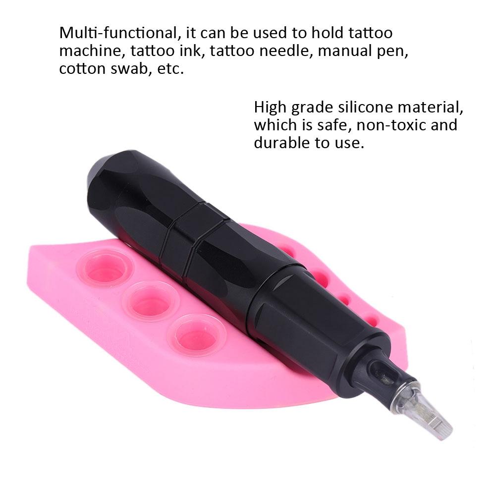 Multi functional Silicone Microblading Pen Rack Tattoo Ink Pigment Cup Holder Stand Pink